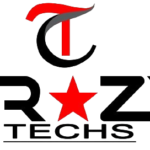 Logo for Crazy Techs featuring a stylized red and black C and T at the top. Below, Crazy is written in black with a red star replacing the A. Techs is in smaller black text underneath. CrazyTechs